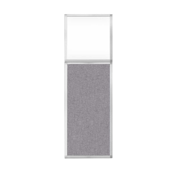 Hush Panel Configurable Cubicle Partition 2' x 6' W/ Window Cloud Gray Fabric Clear Window